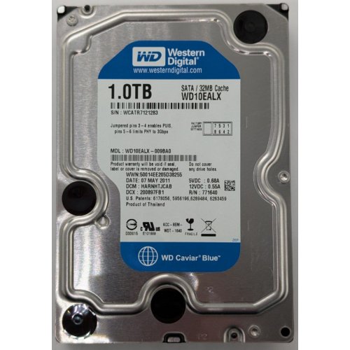 Жорсткий диск Western Digital 1TB 32MB 3.5" (WD10EALX) (Відновлено продавцем, 853661) купити в Україні: Київ, Львів, Хмельницький, Тернопіль, Івано-Франківськ | Перевірка сумісності, низька ціна, відгуки, характеристики від TELEMART фото