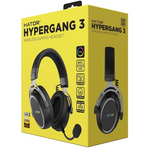 Уценка наушники HATOR Hypergang 3 Wireless (ESH55) Black (Вскрытая упаковка, 853691) купить в Украине: Киев, Днепр, Харьков, Одесса  | Низкая цена, отзывы, характеристики от TELEMART фото