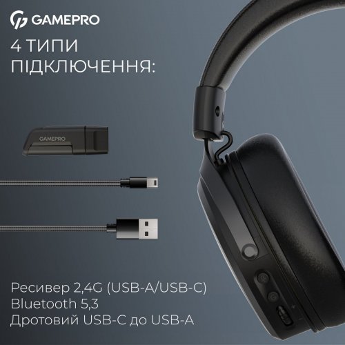Уценка наушники GamePro Asgard Freya Pro Wireless (HSW201B) Black (Вскрытая упаковка, 853697) купить в Украине: Киев, Днепр, Харьков, Одесса  | Низкая цена, отзывы, характеристики от TELEMART фото