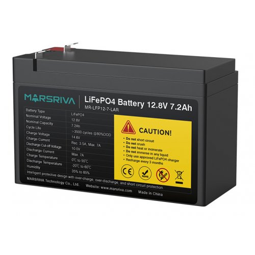Акумуляторна батарея Marsriva 12.8V 7.2Ah (MR-LFP12-7-LAR) купити в Україні: Київ, Львів, Хмельницький, Тернопіль, Івано-Франківськ | Низька ціна, відгуки, характеристики від TELEMART фото