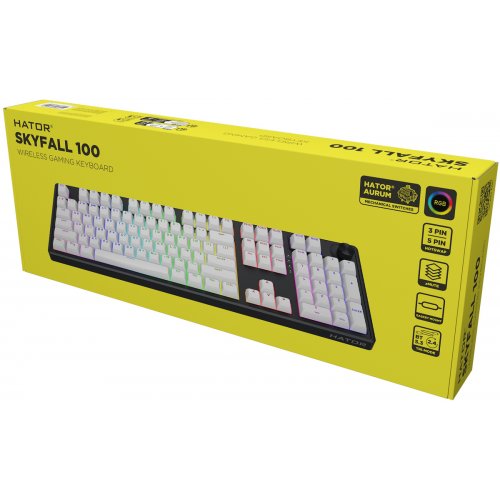 Клавіатура HATOR Skyfall 100 Aurum Lemon Wireless (HTK3100UA) White/Black купити в Україні: Київ, Львів, Хмельницький, Тернопіль, Івано-Франківськ | Низька ціна, відгуки, характеристики від TELEMART фото