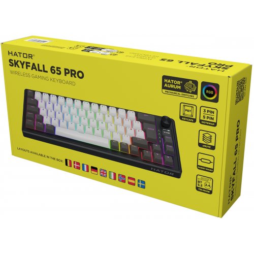 Клавіатура HATOR Skyfall 65 Pro Aurum Vanila Silent Wireless (HTK4160EU) Grey/Black купити в Україні: Київ, Львів, Хмельницький, Тернопіль, Івано-Франківськ | Низька ціна, відгуки, характеристики від TELEMART фото