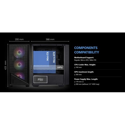 Корпус MSI PRO FORGE M051A без БЖ Black купити в Україні: Київ, Львів, Хмельницький, Тернопіль, Івано-Франківськ | Перевірка сумісності, низька ціна, відгуки, характеристики від TELEMART фото