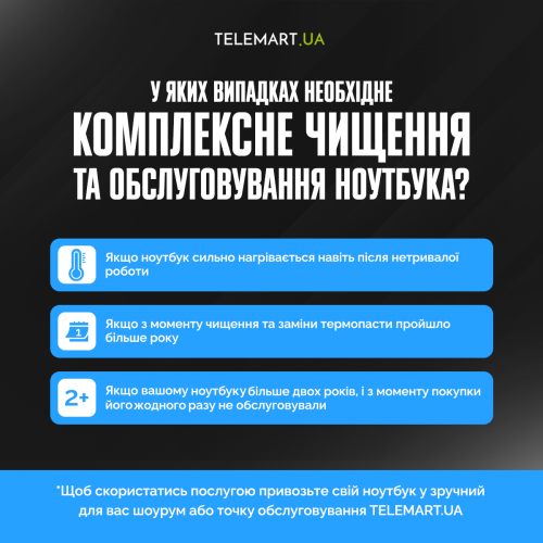 Услуга ''Комплексная чистка ноутбука с заменой термопрокладок'' купить в Украине: Киев, Днепр, Харьков, Одесса  | Низкая цена, отзывы, характеристики от TELEMART фото
