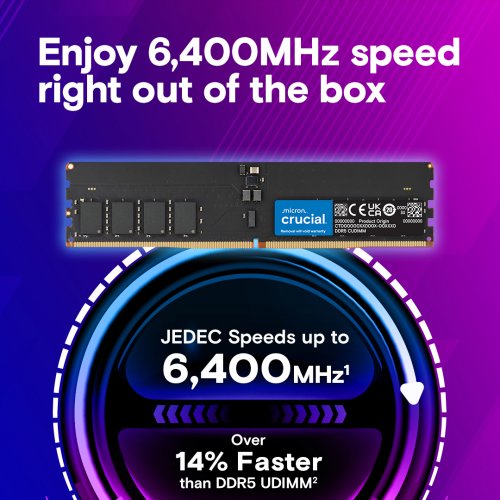 ОЗУ Crucial DDR5 64GB 6400Mhz (CT64G64C52CU5) купить в Украине: Киев, Днепр, Харьков, Одесса  | Проверка совместимости, низкая цена, отзывы, характеристики от TELEMART фото