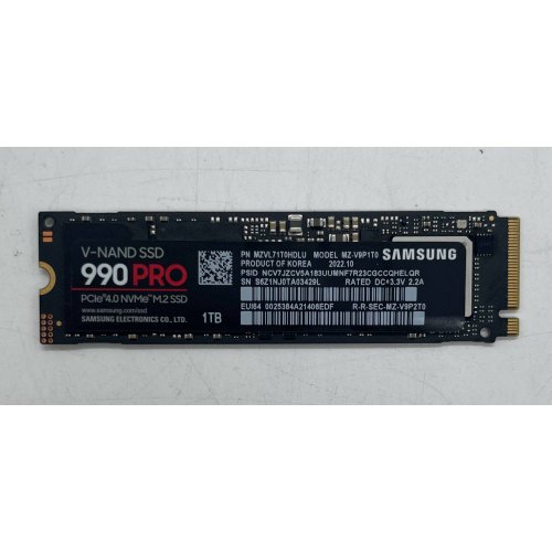 Ssd-диск Samsung 990 PRO V-NAND 3-bit MLC 1TB M.2 (2280 PCI-E) NVMe 2.0 (MZ-V9P1T0BW) (Відновлено продавцем, 854500) купити в Україні: Київ, Львів, Хмельницький, Тернопіль, Івано-Франківськ | Перевірка сумісності, низька ціна, відгуки, характеристики від TELEMART фото