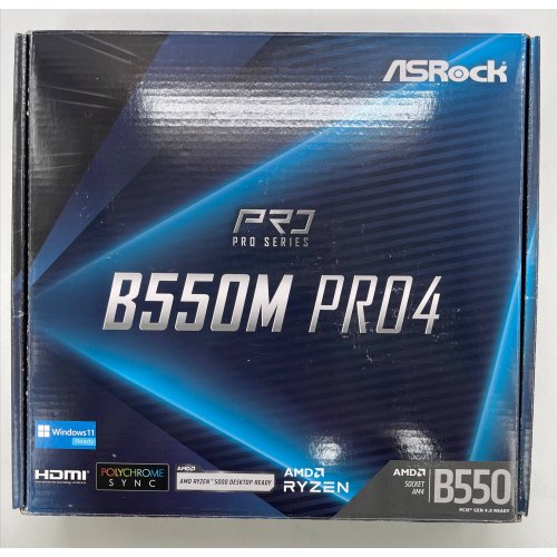 Материнская плата AsRock B550M Pro4 (sAM4, AMD B550) (Восстановлено продавцом, 854525) купить в Украине: Киев, Днепр, Харьков, Одесса  | Проверка совместимости, низкая цена, отзывы, характеристики от TELEMART фото