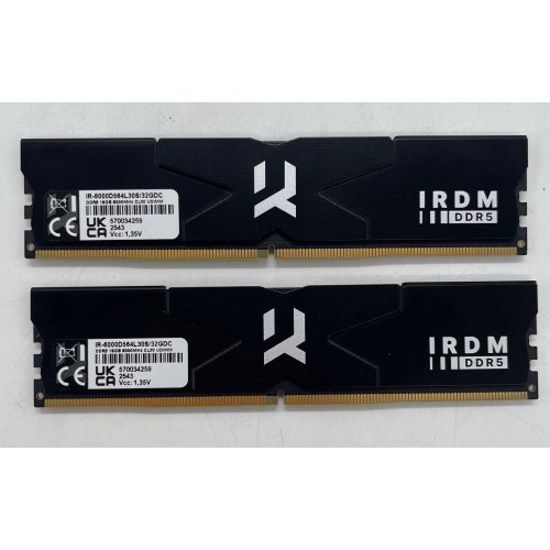 Озп GoodRAM DDR5 32GB (2x16GB) 6000Mhz IRDM Black (IR-6000D564L30S/32GDC) (Відновлено продавцем, 854527) купити в Україні: Київ, Львів, Хмельницький, Тернопіль, Івано-Франківськ | Перевірка сумісності, низька ціна, відгуки, характеристики від TELEMART фото