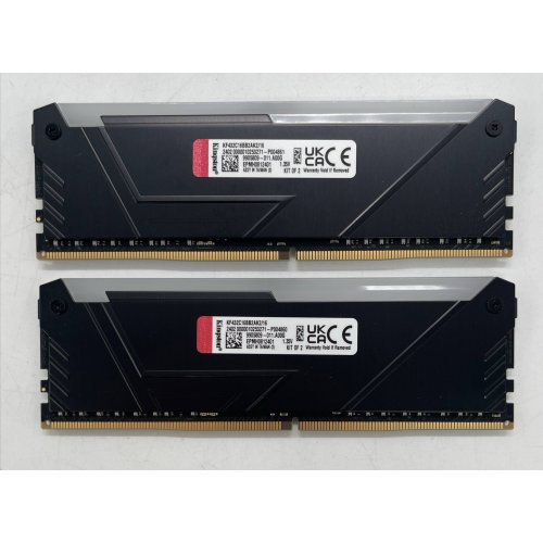 Озу Kingston DDR4 16GB (2x8GB) 3200Mhz FURY Beast RGB Black (KF432C16BB2AK2/16) (Восстановлено продавцом, 854549) купить в Украине: Киев, Днепр, Харьков, Одесса  | Проверка совместимости, низкая цена, отзывы, характеристики от TELEMART фото