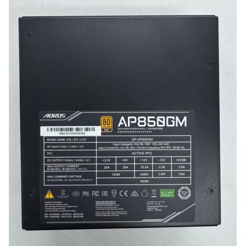 Блок живлення Gigabyte AORUS P850W 850W (GP-AP850GM) (Відновлено продавцем, 854581) купити в Україні: Київ, Львів, Хмельницький, Тернопіль, Івано-Франківськ | Перевірка сумісності, низька ціна, відгуки, характеристики від TELEMART фото