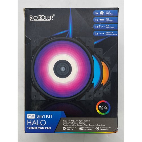 Набор кулеров для корпуса PCCooler Halo 3-in-1 RGB Kit (Восстановлено продавцом, 854584) купить в Украине: Киев, Днепр, Харьков, Одесса  | Проверка совместимости, низкая цена, отзывы, характеристики от TELEMART фото