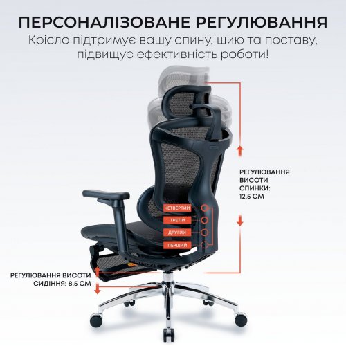 Крісло офісне з підставкою для ніг Sihoo DORO C300L Mesh with Footrest (DORO-C300L-A3-101-JT) Black купити в Україні: Київ, Львів, Хмельницький, Тернопіль, Івано-Франківськ | Низька ціна, відгуки, характеристики від TELEMART фото