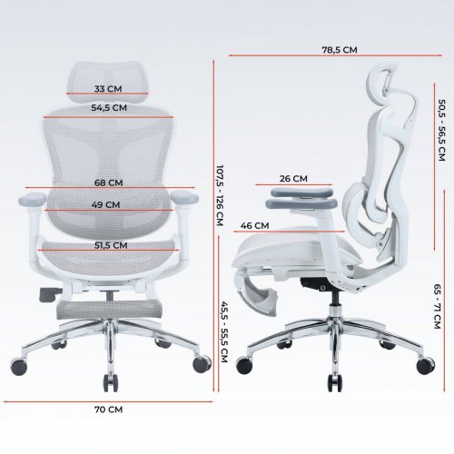 Крісло офісне з підставкою для ніг Sihoo DORO C300L Mesh with Footrest (DORO-C300L-A3-102-JT) White купити в Україні: Київ, Львів, Хмельницький, Тернопіль, Івано-Франківськ | Низька ціна, відгуки, характеристики від TELEMART фото