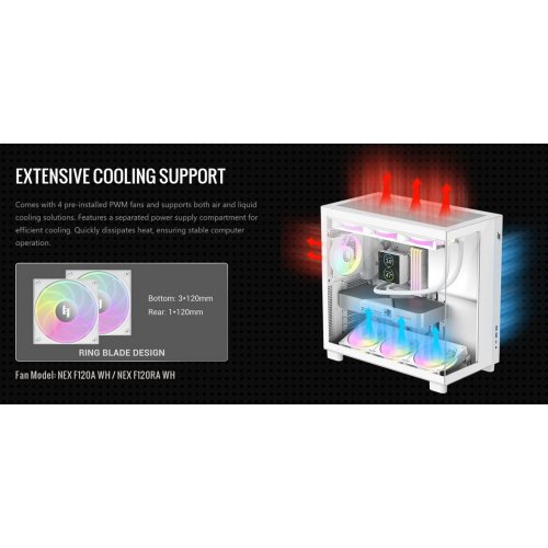 Корпус GAMEMAX NEX C53 Tempered Glass без БП White купить в Украине: Киев, Днепр, Харьков, Одесса  | Проверка совместимости, низкая цена, отзывы, характеристики от TELEMART фото