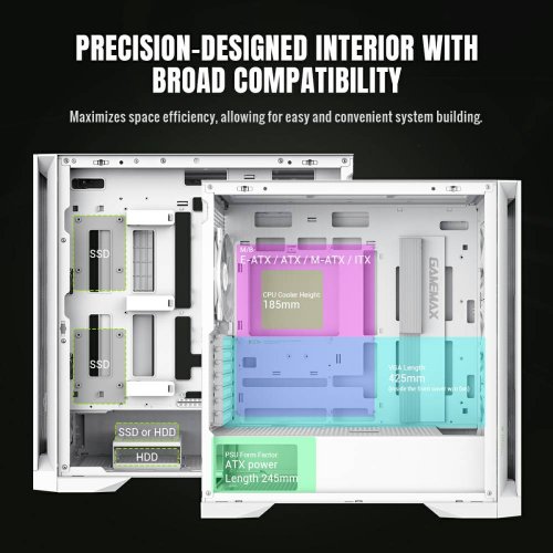 Корпус GAMEMAX Leader 2 Tempered Glass без БП White купить в Украине: Киев, Днепр, Харьков, Одесса  | Проверка совместимости, низкая цена, отзывы, характеристики от TELEMART фото