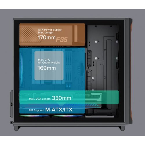 Корпус GAMEMAX F35 Tempered Glass без БП Black купить в Украине: Киев, Днепр, Харьков, Одесса  | Проверка совместимости, низкая цена, отзывы, характеристики от TELEMART фото