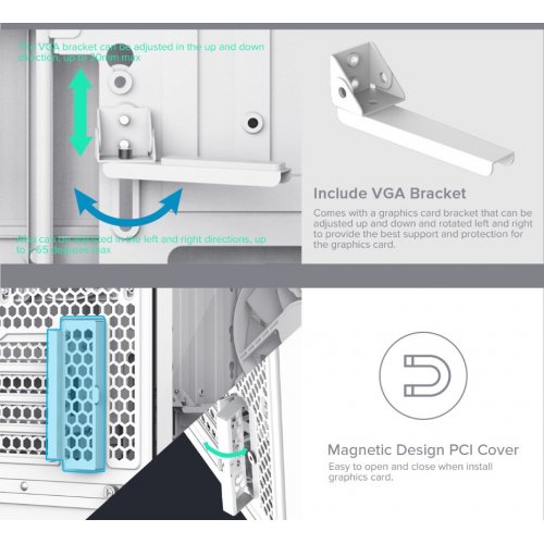 Корпус GAMEMAX F35 Tempered Glass без БП White купить в Украине: Киев, Днепр, Харьков, Одесса  | Проверка совместимости, низкая цена, отзывы, характеристики от TELEMART фото