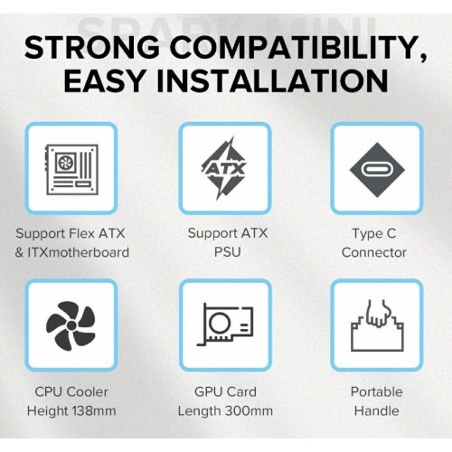 Корпус GAMEMAX Spark Mini Tempered Glass без БЖ White купити в Україні: Київ, Львів, Хмельницький, Тернопіль, Івано-Франківськ | Перевірка сумісності, низька ціна, відгуки, характеристики від TELEMART фото