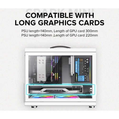 Корпус GAMEMAX Spark Mini Tempered Glass без БЖ White купити в Україні: Київ, Львів, Хмельницький, Тернопіль, Івано-Франківськ | Перевірка сумісності, низька ціна, відгуки, характеристики від TELEMART фото