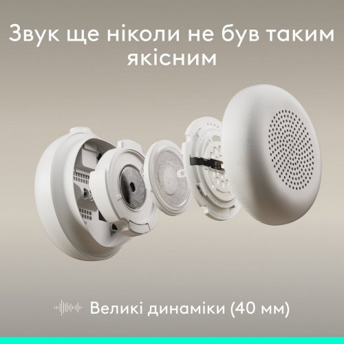 Наушники Logitech Zone Wired 2 (981-001621) Off-White купить в Украине: Киев, Днепр, Харьков, Одесса  | Низкая цена, отзывы, характеристики от TELEMART фото