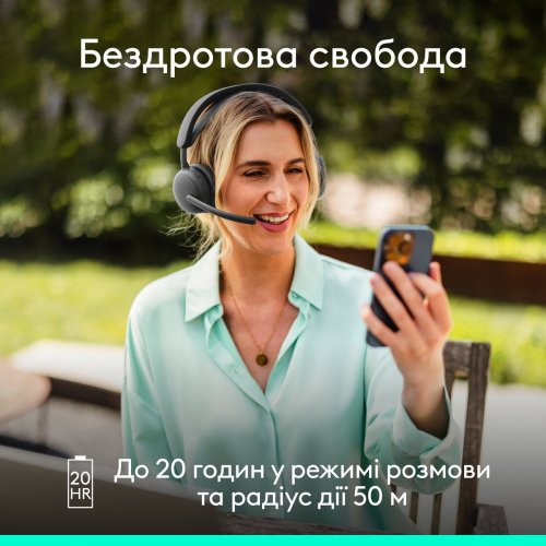 Навушники Logitech Zone Wireless 2 ES (981-001503) Graphite купити в Україні: Київ, Львів, Хмельницький, Тернопіль, Івано-Франківськ | Низька ціна, відгуки, характеристики від TELEMART фото