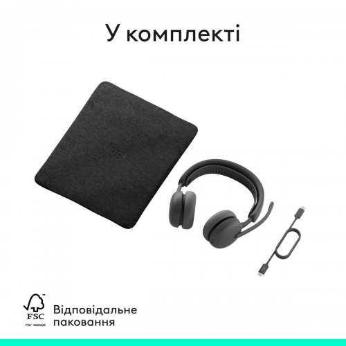 Навушники Logitech Zone Wireless 2 ES (981-001503) Graphite купити в Україні: Київ, Львів, Хмельницький, Тернопіль, Івано-Франківськ | Низька ціна, відгуки, характеристики від TELEMART фото