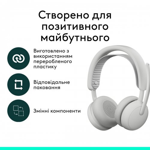 Навушники Logitech Zone Wireless 2 ES (981-001508) Off-White купити в Україні: Київ, Львів, Хмельницький, Тернопіль, Івано-Франківськ | Низька ціна, відгуки, характеристики від TELEMART фото