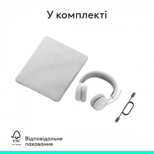 Навушники Logitech Zone Wireless 2 ES (981-001508) Off-White купити в Україні: Київ, Львів, Хмельницький, Тернопіль, Івано-Франківськ | Низька ціна, відгуки, характеристики від TELEMART фото