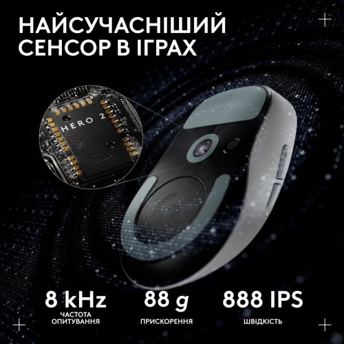 Мышка Logitech G Pro X Superlight 2c Wireless (910-007538) White купить в Украине: Киев, Днепр, Харьков, Одесса  | Низкая цена, отзывы, характеристики от TELEMART фото