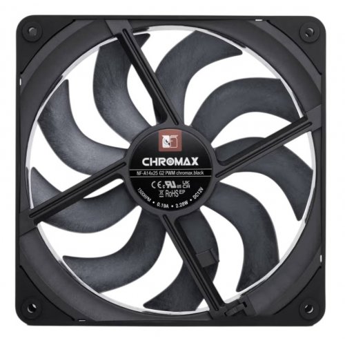 Кулер для корпуса Noctua NF-A14x25 G2 PWM chromax.black купить в Украине: Киев, Днепр, Харьков, Одесса  | Проверка совместимости, низкая цена, отзывы, характеристики от TELEMART фото