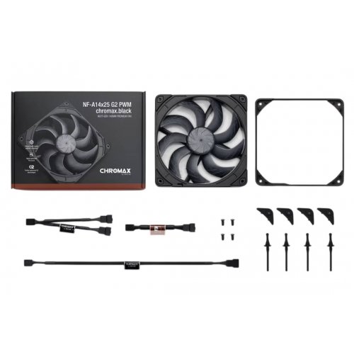 Кулер для корпуса Noctua NF-A14x25 G2 PWM chromax.black купить в Украине: Киев, Днепр, Харьков, Одесса  | Проверка совместимости, низкая цена, отзывы, характеристики от TELEMART фото