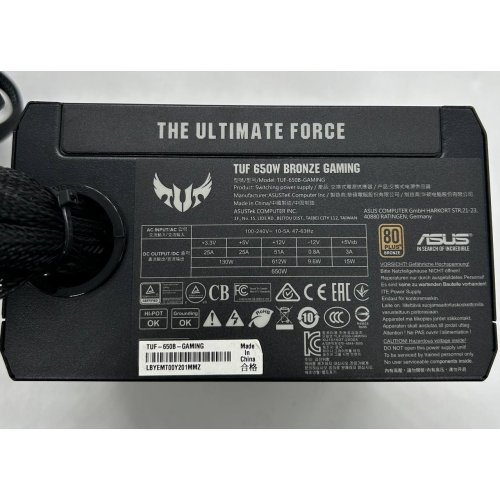 Блок живлення Asus TUF Gaming 650W (90YE00D1-B0NA00) (Відновлено продавцем, 855407) купити в Україні: Київ, Львів, Хмельницький, Тернопіль, Івано-Франківськ | Перевірка сумісності, низька ціна, відгуки, характеристики від TELEMART фото