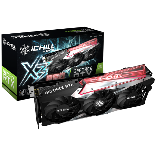 Відеокарта Inno3D GeForce RTX 3060 Ti ICHILL X3 RED 8192MB (C306T3-08D6X-1671VA39H) LHR (Відновлено продавцем, 855413) купити в Україні: Київ, Львів, Хмельницький, Тернопіль, Івано-Франківськ | Перевірка сумісності, низька ціна, відгуки, характеристики від TELEMART фото