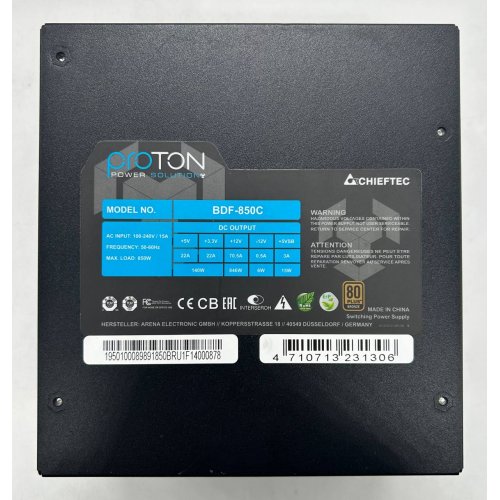 Блок живлення CHIEFTEC Proton 850W (BDF-850C) (Відновлено продавцем, 855490) купити в Україні: Київ, Львів, Хмельницький, Тернопіль, Івано-Франківськ | Перевірка сумісності, низька ціна, відгуки, характеристики від TELEMART фото