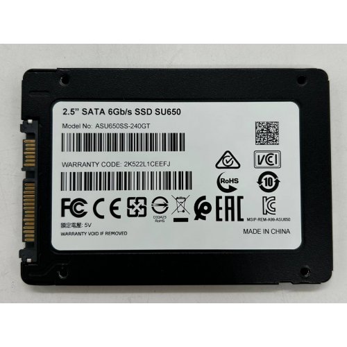 Ssd-диск ADATA Ultimate SU650 3D NAND TLC 240GB 2.5" (ASU650SS-240GT-R) (Відновлено продавцем, 855499) купити в Україні: Київ, Львів, Хмельницький, Тернопіль, Івано-Франківськ | Перевірка сумісності, низька ціна, відгуки, характеристики від TELEMART фото