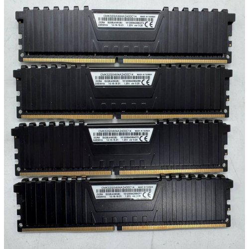 Озу Corsair DDR4 32GB (4x8GB) 2400Mhz Vengeance LPX Black (CMK32GX4M4A2400C14) (Восстановлено продавцом, 855591) купить в Украине: Киев, Днепр, Харьков, Одесса  | Проверка совместимости, низкая цена, отзывы, характеристики от TELEMART фото