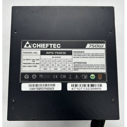 Блок живлення CHIEFTEC A-135 750W (APS-750CB) (Відновлено продавцем, 855620) купити в Україні: Київ, Львів, Хмельницький, Тернопіль, Івано-Франківськ | Перевірка сумісності, низька ціна, відгуки, характеристики від TELEMART фото