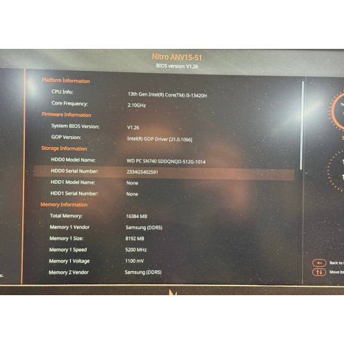 Ноутбук Acer Nitro V 15 ANV15-51 (NH.QNCEU.008) Obsidian Black (Відновлено продавцем, 855629) купити в Україні: Київ, Львів, Хмельницький, Тернопіль, Івано-Франківськ | Низька ціна, відгуки, характеристики від TELEMART фото