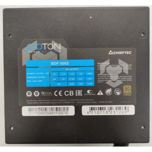 Блок живлення CHIEFTEC Proton 500W (BDF-500S) (Відновлено продавцем, 855651) купити в Україні: Київ, Львів, Хмельницький, Тернопіль, Івано-Франківськ | Перевірка сумісності, низька ціна, відгуки, характеристики від TELEMART фото