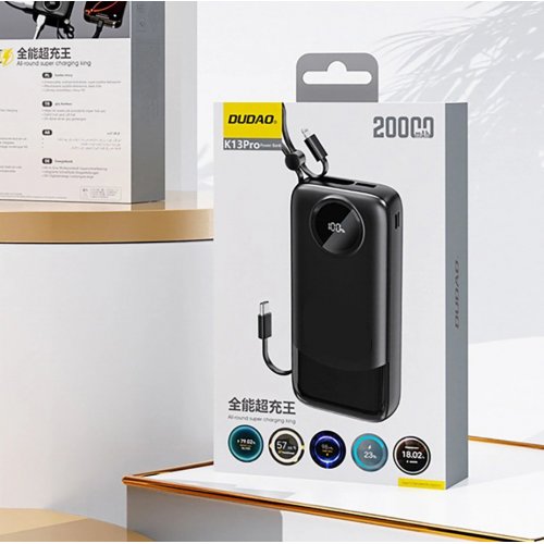 Powerbank Dudao K13 Pro 20000mAh 22.5W (6977196680276) Black купити в Україні: Київ, Львів, Хмельницький, Тернопіль, Івано-Франківськ | Низька ціна, відгуки, характеристики від TELEMART фото