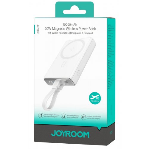 Powerbank JOYROOM JR-PBM01 10000mAh 20W Magnetic Wireless (6941237112545) White купити в Україні: Київ, Львів, Хмельницький, Тернопіль, Івано-Франківськ | Низька ціна, відгуки, характеристики від TELEMART фото