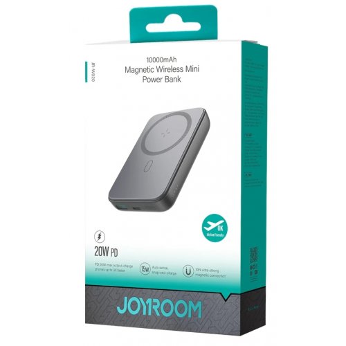 Powerbank JOYROOM JR-W020 10000mAh 20W Magnetic Wireless (6941237118455) Black купити в Україні: Київ, Львів, Хмельницький, Тернопіль, Івано-Франківськ | Низька ціна, відгуки, характеристики від TELEMART фото
