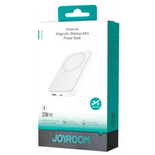 Powerbank JOYROOM JR-W020 10000mAh 20W Magnetic Wireless (6941237119698) White купити в Україні: Київ, Львів, Хмельницький, Тернопіль, Івано-Франківськ | Низька ціна, відгуки, характеристики від TELEMART фото