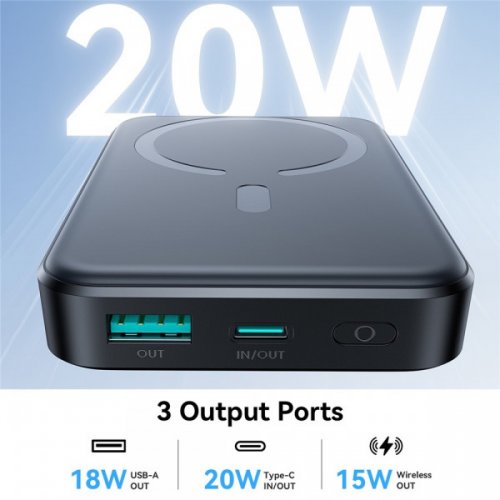 Powerbank JOYROOM JR-W020 10000mAh 20W Magnetic Wireless (6941237119698) White купити в Україні: Київ, Львів, Хмельницький, Тернопіль, Івано-Франківськ | Низька ціна, відгуки, характеристики від TELEMART фото