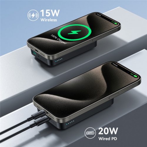 Powerbank JOYROOM JR-W020 10000mAh 20W Magnetic Wireless (6941237119698) White купити в Україні: Київ, Львів, Хмельницький, Тернопіль, Івано-Франківськ | Низька ціна, відгуки, характеристики від TELEMART фото