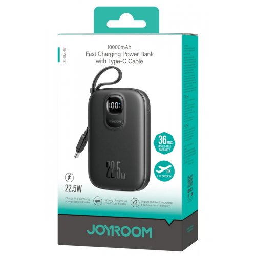 Powerbank JOYROOM 10000mAh 22.5W (JR-PBF17) Black купить в Украине: Киев, Днепр, Харьков, Одесса  | Низкая цена, отзывы, характеристики от TELEMART фото
