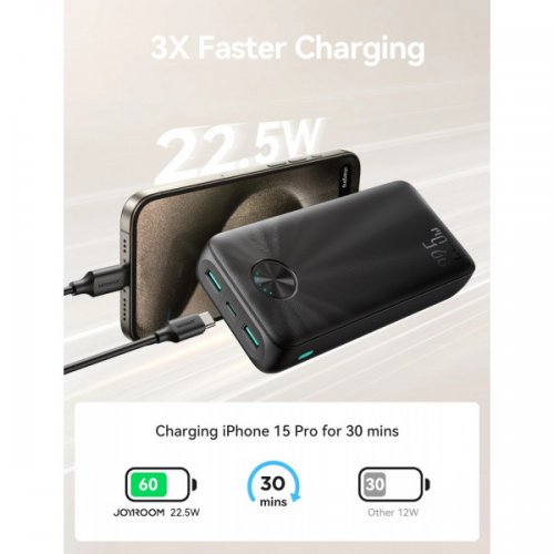 Powerbank JOYROOM 20000mAh 22.5W (JR-PBF16) Black купити в Україні: Київ, Львів, Хмельницький, Тернопіль, Івано-Франківськ | Низька ціна, відгуки, характеристики від TELEMART фото