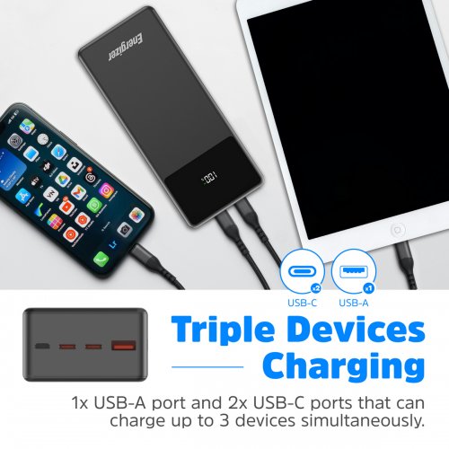 Powerbank Energizer 27000mAh 65W (UE27062PQ) Black купить в Украине: Киев, Днепр, Харьков, Одесса  | Низкая цена, отзывы, характеристики от TELEMART фото