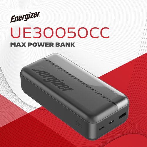 Powerbank Energizer 30000mAh 15W (UE30050CC) Black купить в Украине: Киев, Днепр, Харьков, Одесса  | Низкая цена, отзывы, характеристики от TELEMART фото