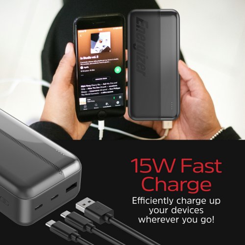 Powerbank Energizer 30000mAh 15W (UE30050CC) Black купить в Украине: Киев, Днепр, Харьков, Одесса  | Низкая цена, отзывы, характеристики от TELEMART фото